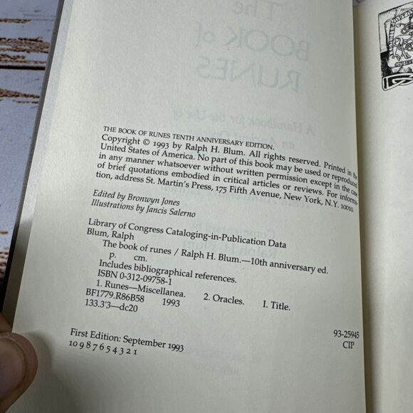The Book of Runes by Ralph H Blum Tenth Anniversary Edition 1993 1st Printing HC - Picture 4 of 5